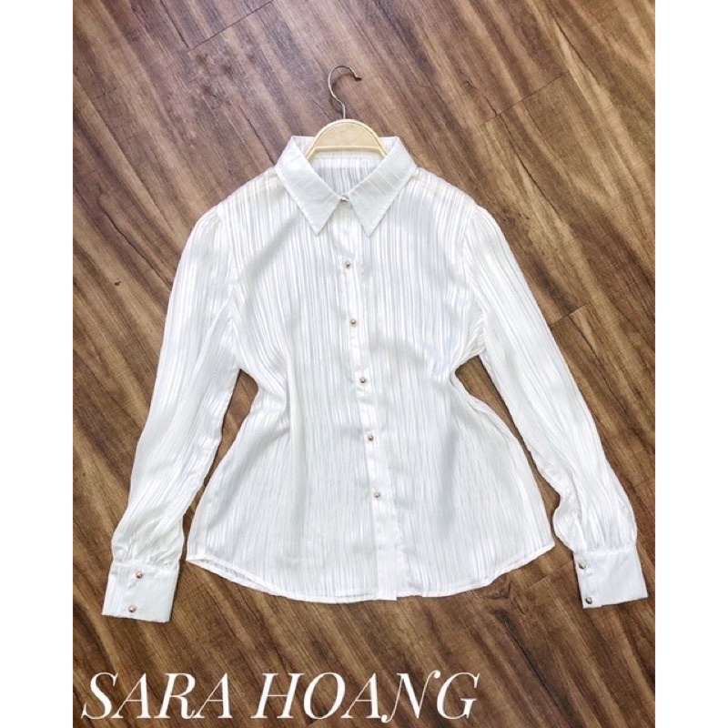 Sơ mi lụa kẻ kim tuyến Sara Hoang size M