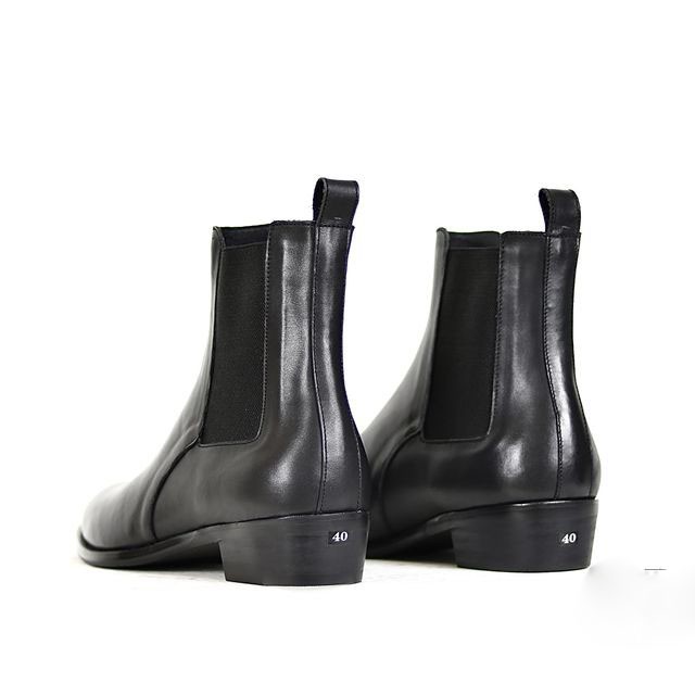 Giày Chelsea Boots nam công sở da bò nguyên tấm cao cấp đế gỗ nguyên khối cao 4.5cm tăng chiều cao dễ phối đồ