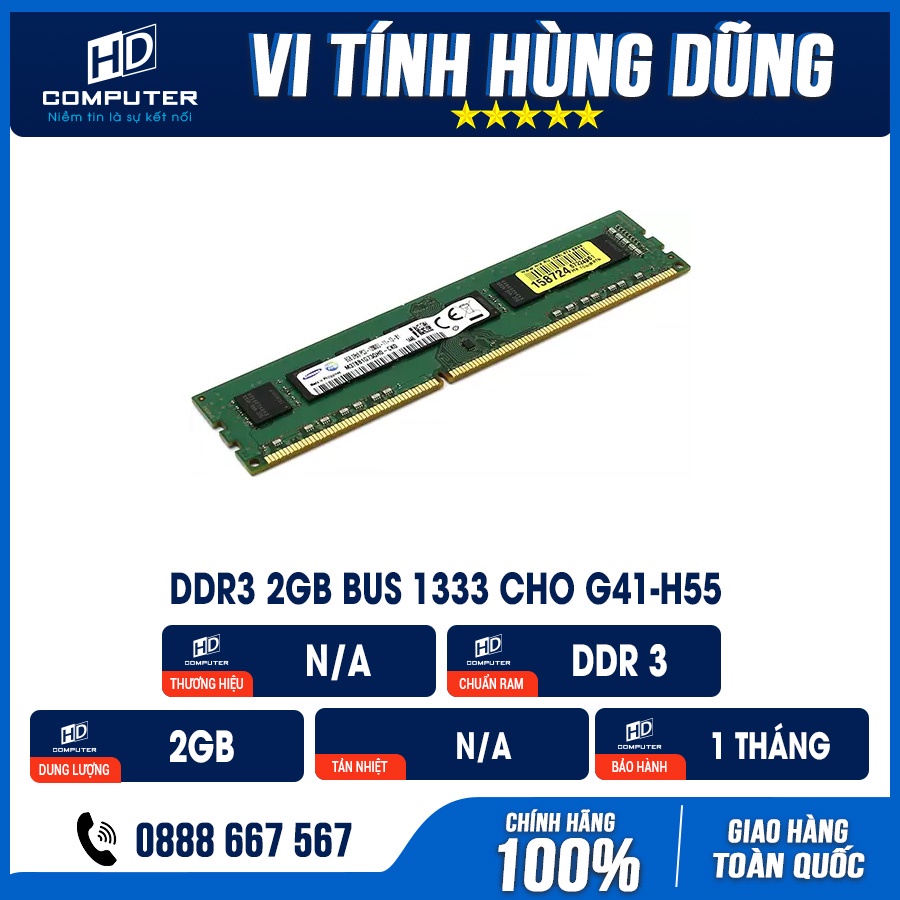 Ram máy tính bàn 2g ddr3 bus 1333 - 1600 2hand, chạy được G41, H61, H81, B75