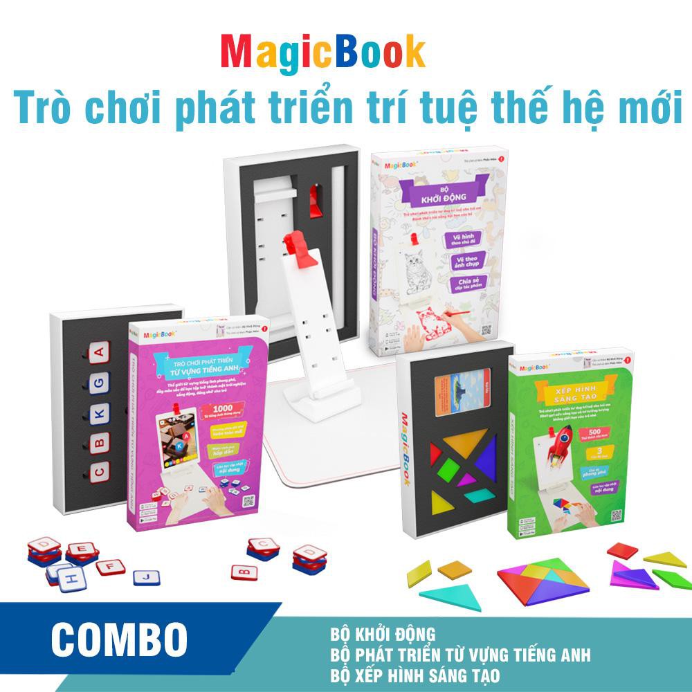 Trọn bộ Vẽ Hình Phát triển từ vựng Tiếng Anh và Xếp hình sáng tạo Trò chơi phát triển trí tuệ trẻ em Magicbok Size L BOX