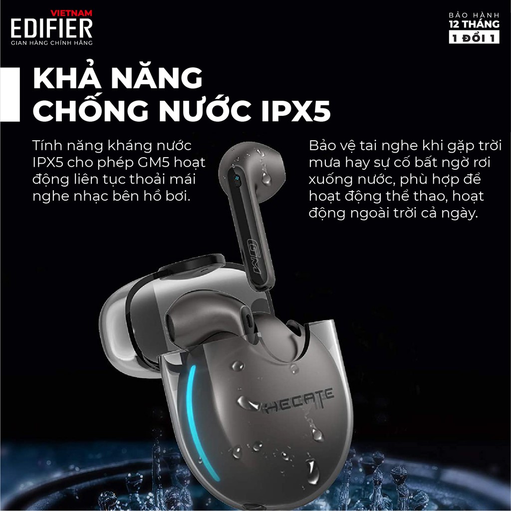 Tai nghe bluetooth 5.2 gaming EDIFIER HECATE GM5 40 giờ phát nhạc Khử tiếng ồn Hàng chính hãng Bảo hành 12 tháng 1 đổi 1 | BigBuy360 - bigbuy360.vn