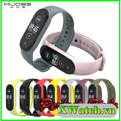 Dây đeo thay thế Xiaomi Miband 5 Miband 6 Mijobs silicone dẻo nhiều màu