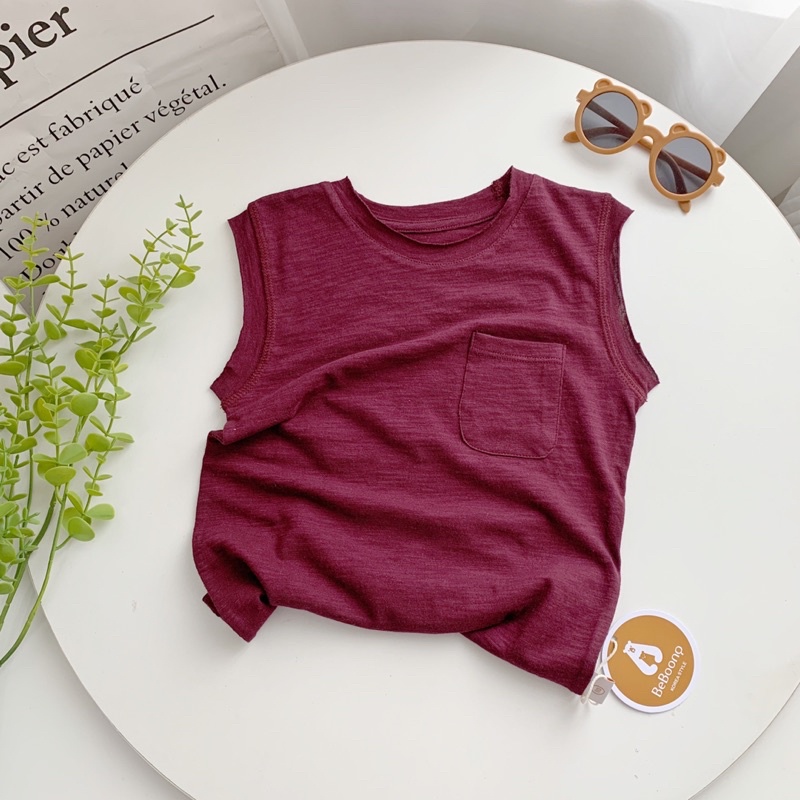 Áo phông ba lỗ Tank Top cotton xước bé trai bé gái-MS33