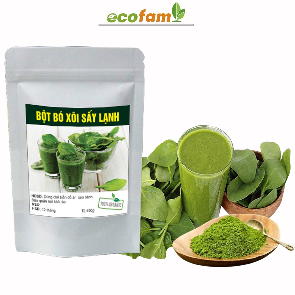 Bột Cải Bó Xôi  nguyên chất sấy lạnh thơm ngon, hàm lượng dinh dưỡng cao
