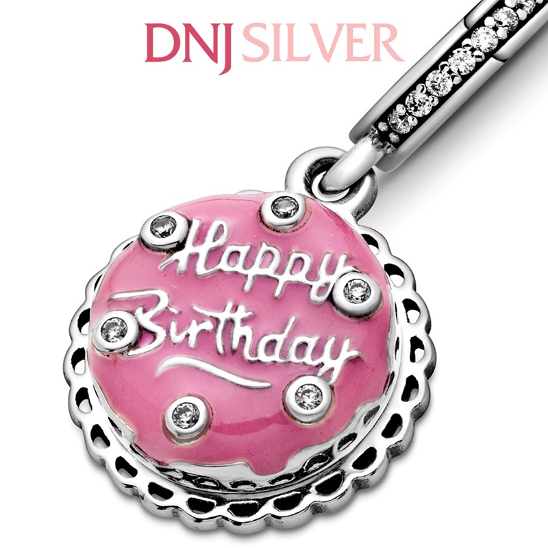 [Hàng cao cấp] Charm bạc 925 cao cấp, hàng chuẩn bạc - Charm Pink Birthday Cake thích hợp để mix vòng tay charm - DN070