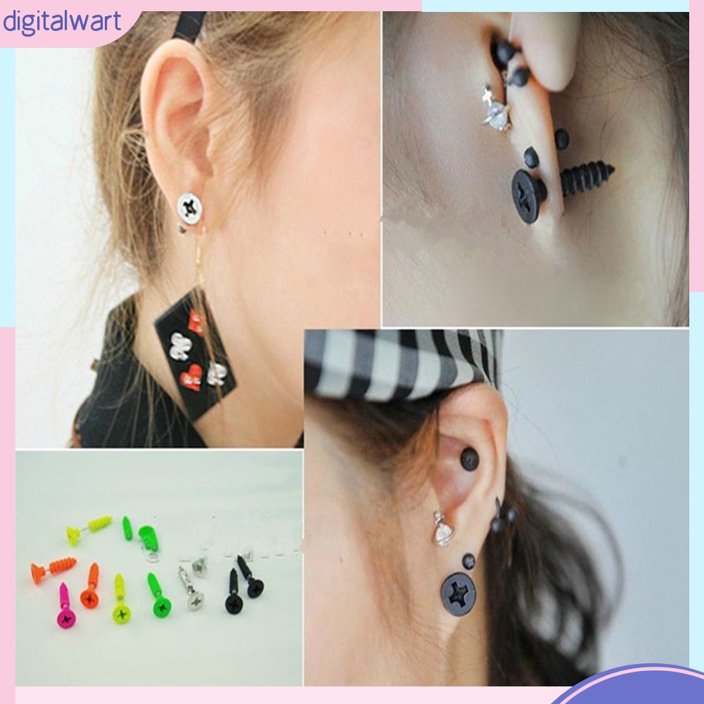 Hoa Tai Kim Loại Hình Vít Đính Đinh Tán Thời Trang Unisex