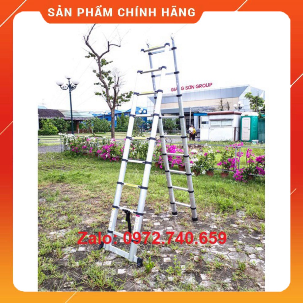 THANG NHÔM RÚT ĐÔI CHỮ A 3,8M - 4.4M - 5M - 5.6M - 6,4M(1.9x1.9M đến 3.2x3.2M) VICHITA - New 2021 Mới 2021