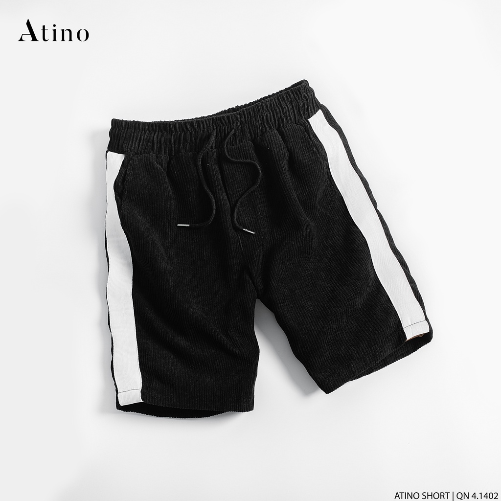 Quần Short Nam Sọc Trắng NUTA ATINO Chất Liệu Nhung Tăm Form Regular QS4.1402