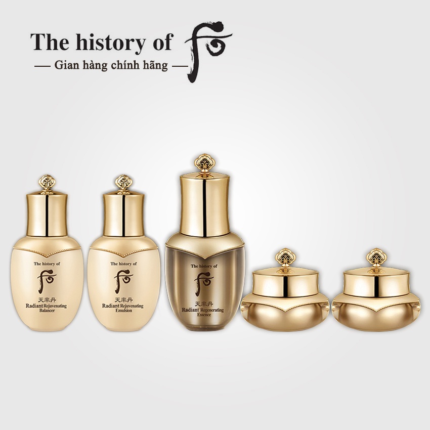 Bộ Dưỡng Tái Sinh Whoo Cheongidan Radiant 5pcs - Bộ Whoo Radiant; Kem whoo, Tinh chất Whoo, Nước hoa hồng và sữa dưỡng w