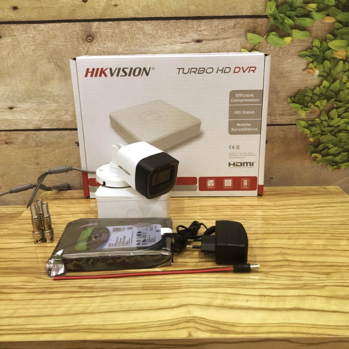 Bộ 04 camera 2MP âm thanh Hikvision DS-2CE16D0T-ITPFS đầy đủ phụ kiện, có video hướng dẫn lắp
