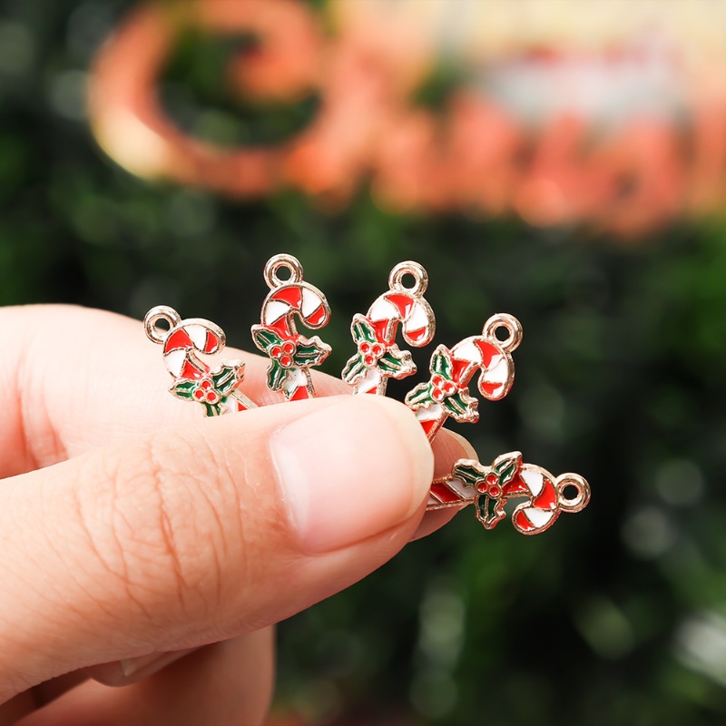 Set 10 Mô Hình Kẹo Giáng Sinh Mini Bằng Hợp Kim Dùng Để Làm Đồ Trang Sức Thủ Công