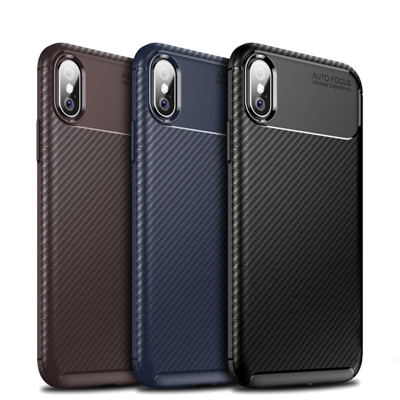 iPhone XS Max Xr X Hybrid Slim Carbon Fiber TPU Texture Shockproof Case Cover