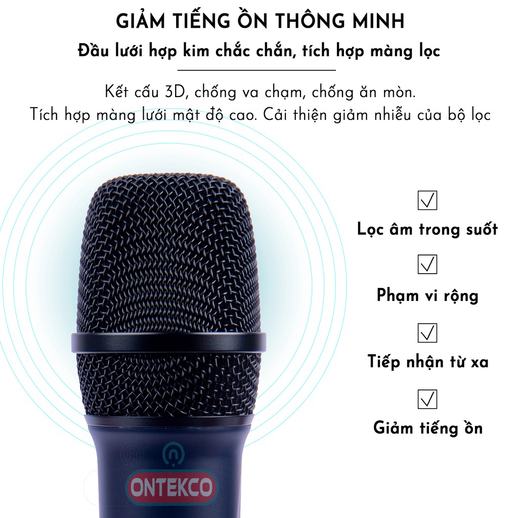 [Mã ELHACE giảm 4% đơn 300K] [BẮT SÓNG 120 MÉT] Bộ micro không dây ONTEKCO U10b hát karaoke cao cấp chính hãng