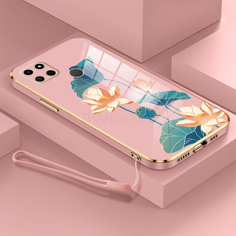 ốp lưng Realme c25 c25s c12 ốp điện thoại Realme c25 c25s c12 Ốp Điện Thoại TPU Dẻo Mạ Màu Họa Tiết Hoa Sen Sang Trọng