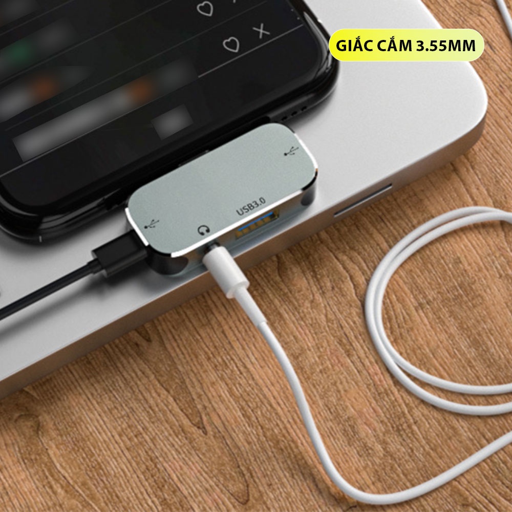 Cổng chuyển đổi đa năng Hub Type-C to 5 in 1 hỗ trợ HDMI 4k X3 - X5, jack 3.5mm usb 3.1 sạc PD 100w