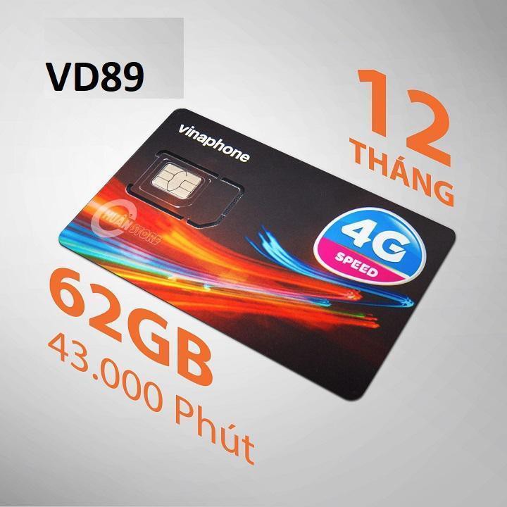 Sim 4G Vinaphone VD89 miễn phí gọi nội mạng - 50 phút liên mạng, 60GB tháng