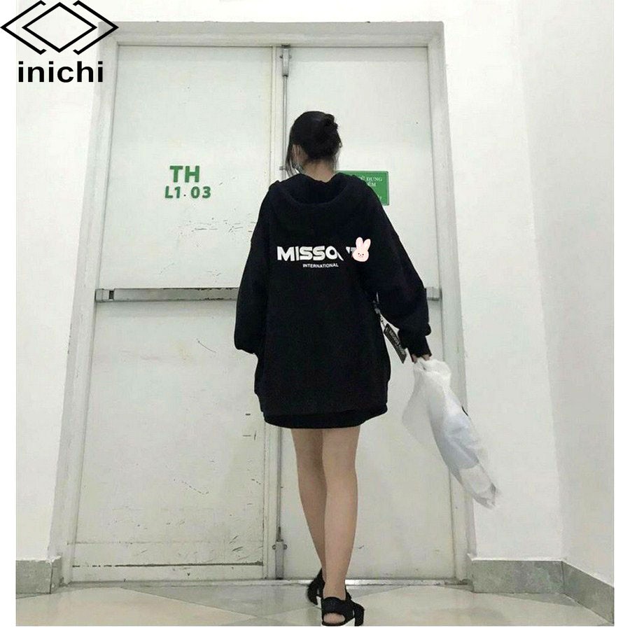 [Mã WABRWA15 giảm 15% đơn 300K] Áo Hoodie INICHI A848 chất nỉ ngoại form rộng có mũ có day kéo cho nam nữ in chữ MISSOUT | BigBuy360 - bigbuy360.vn