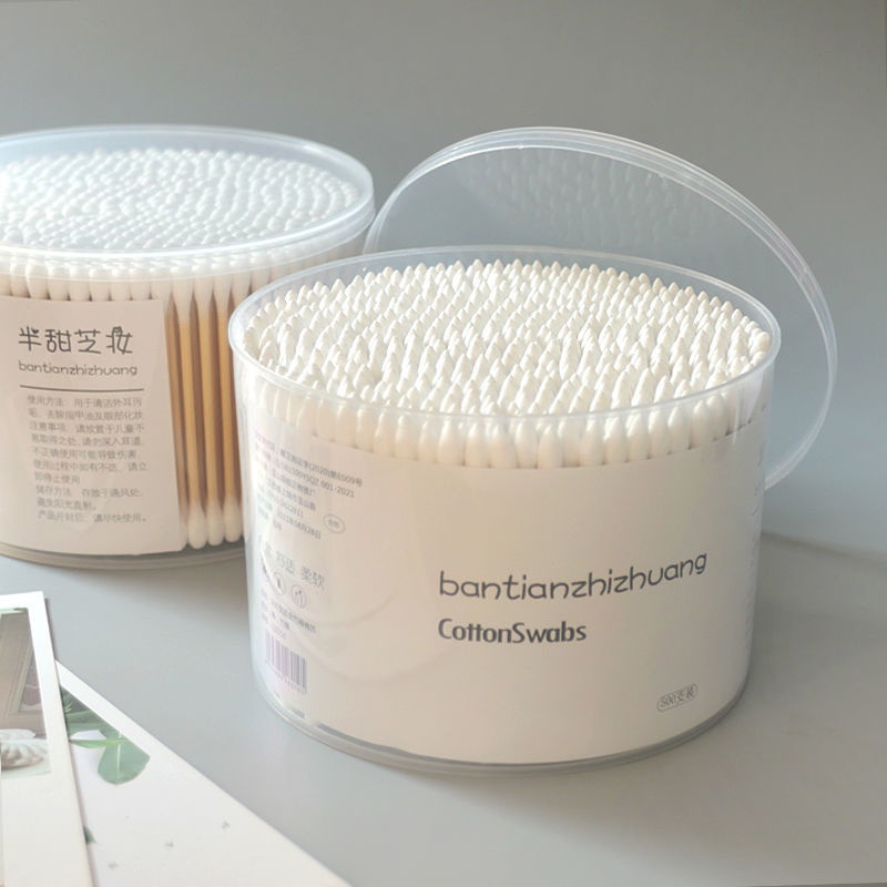 Hộp 500-2,000 Tăm Bông Cotton Hai Đầu Dùng Một Lần Tiện Lợi