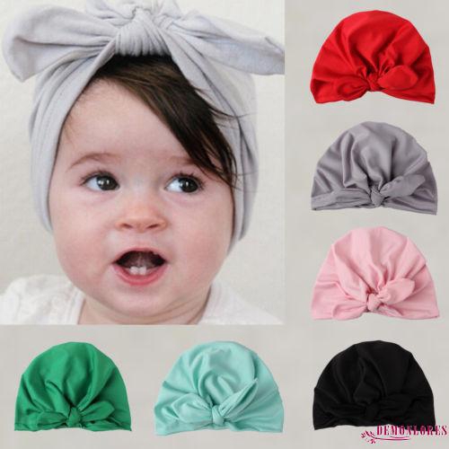 Mũ khăn Turban màu trơn giữ ấm cho bé