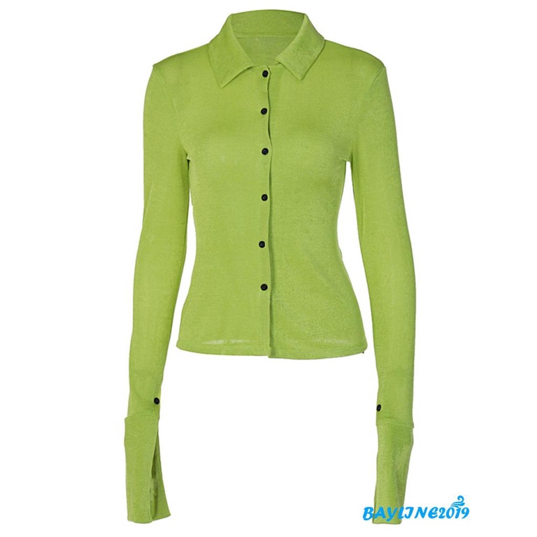 Áo Sơ Mi Dài Tay Cổ Chữ V Màu Sắc Thời Trang Dành Cho Nữ