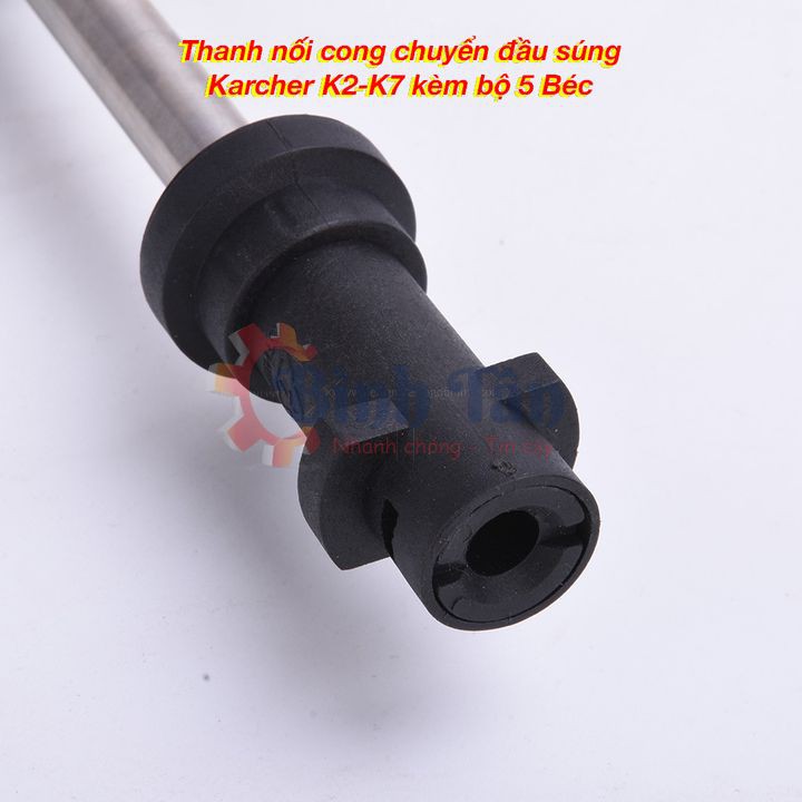 Thanh nối cong chuyển vòi xịt Máy rửa xe Karcher (K2 đến K7)  thành nối nhanh 1/4 có kèm 5 béc phun