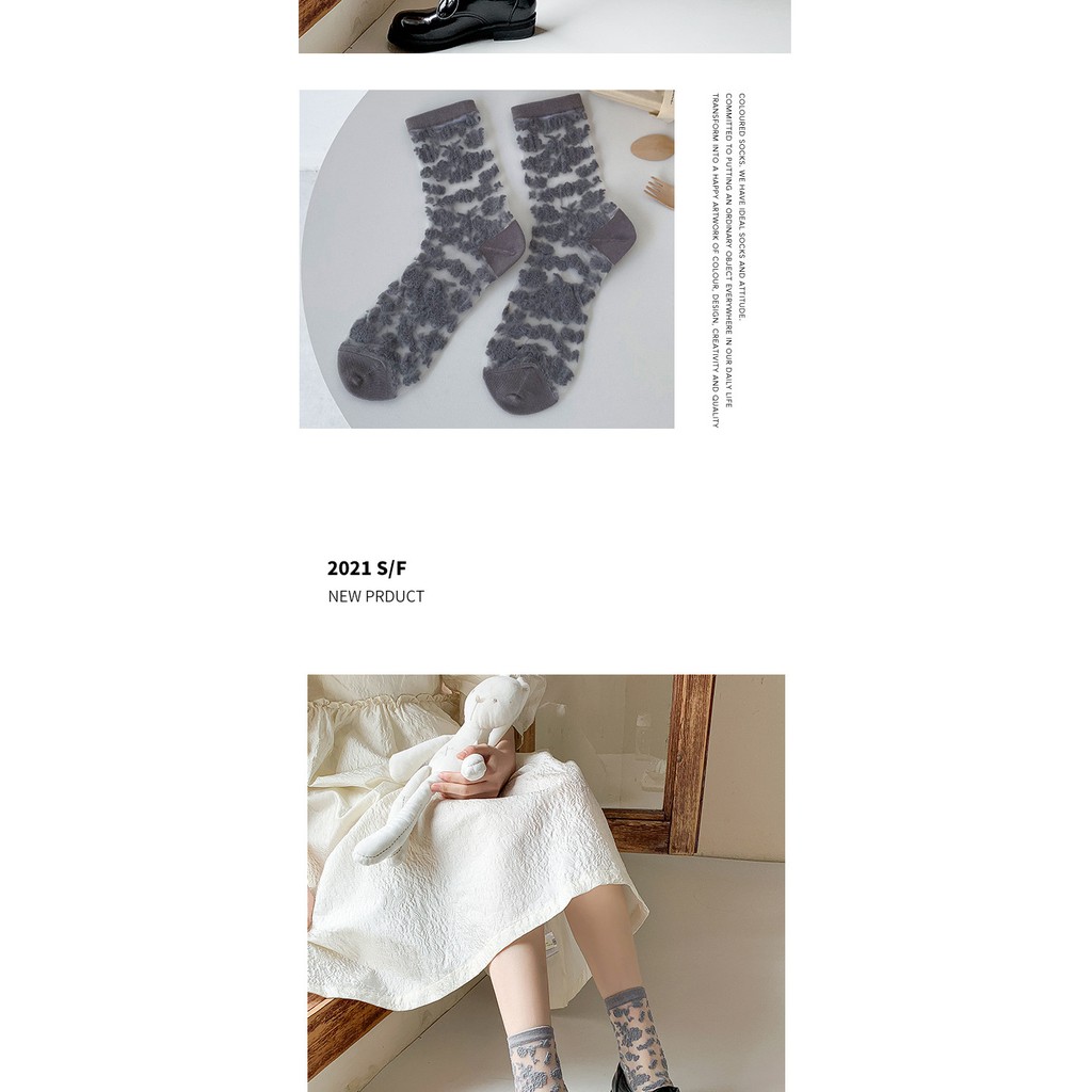 Tất ren Lolita Cổ cao Dễ thương Vớ ren JK Cao cổ Chất lụa mềm Cute