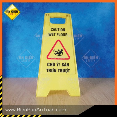Biển báo An Điền Safety - Biển báo SÀN TRƠN TRƯỢT bằng nhựa ABS gấp mở chữ A, dễ dàng di chuyển và lưu giữ