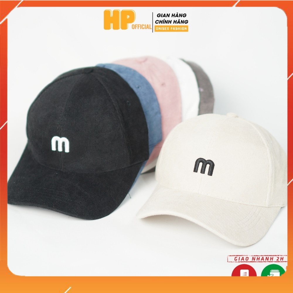 Mũ lưỡi trai ❤️ Nón kết nhung thêu chữ M phong cách Ulzzang form unisex nam nữ N11