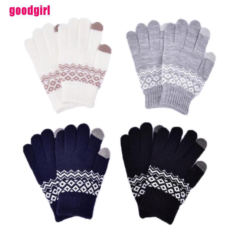 Good 1pair Winter Gloves Unisex Stretch Knits Imitation Wool Full Finger