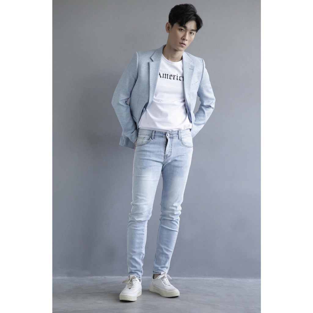 [FREESHIP]_Quần jean nam xanh xước kẻ sọc trắng Hàn Quốc_Fashionneww -Hàng nhập khẩu