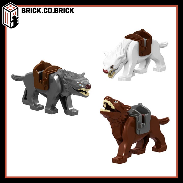 L059 L060 L083 - Đồ chơi lắp ráp minifigure và non lego mô hình Động Vật- Animals Ba con chó sói hung dữ