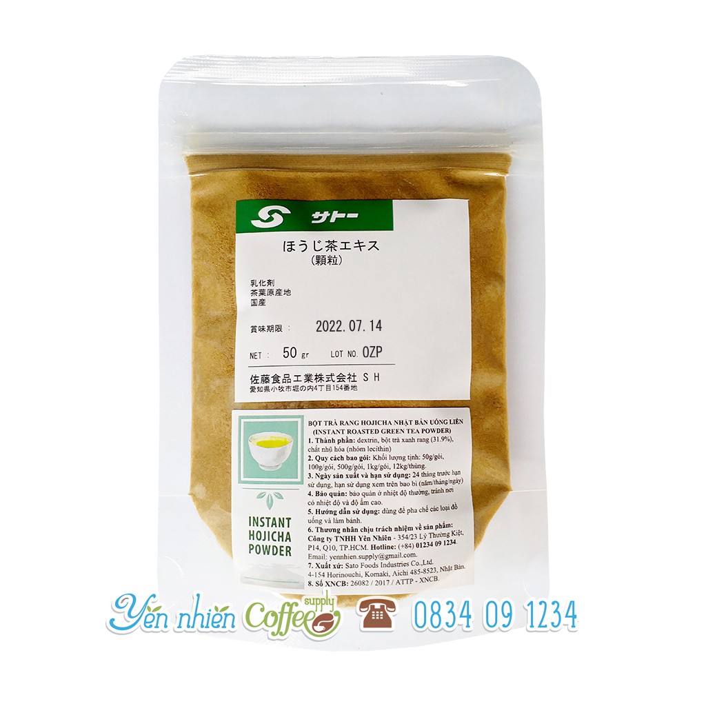 Bột Trà rang Hojicha Sato Nhật Bản không đường Uống liền