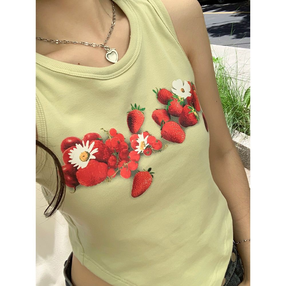 2021 mùa hè sexy áo vest nữ in hình nhỏ