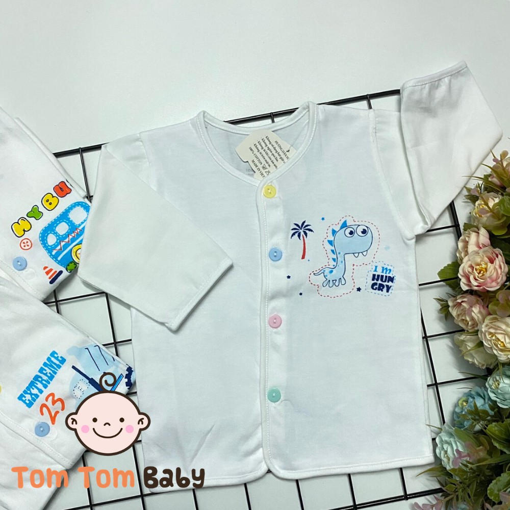 10 Áo Sơ Sinh Tay Dài Cài Giữa JOU - 100% cotton cao cấp mềm, mịn, đẹp