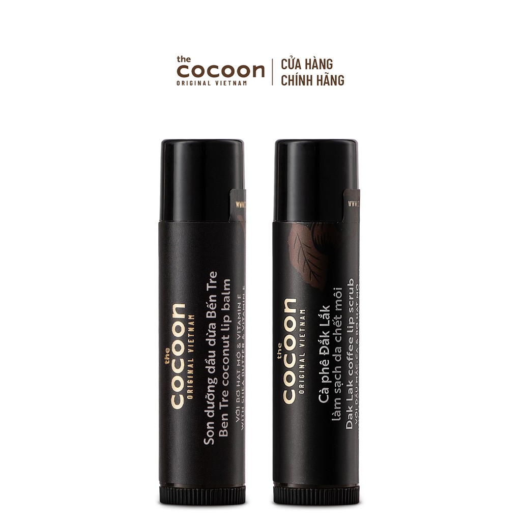 Combo Cà phê Đắk Lắk làm sạch da chết môi Cocoon 5g + Son dưỡng dầu dừa Bến Tre Cocoon 5g | BigBuy360 - bigbuy360.vn