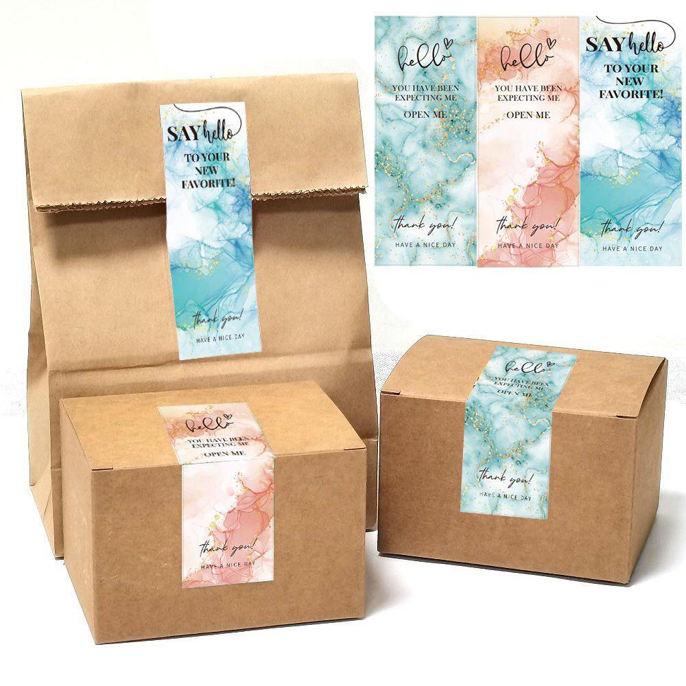 Set 50 Miếng Dán Trang Trí Gói Quà In Chữ Thank You Độc Đáo