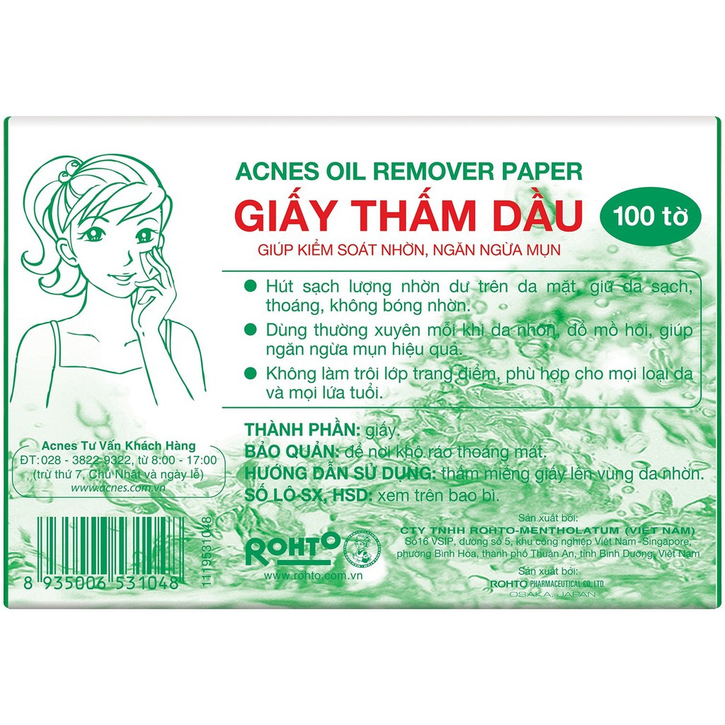 Giấy thấm dầu Acnes Oil Remover Paper 100 tờ