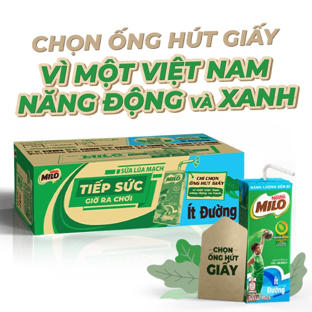 [Q.3] QUẬN 3 [HỎA TỐC] [SALE HOT] [RẺ NHẤT SHOPEE] SỮA LÚA MẠCH ÍT ĐƯỜNG MILO BỮA SÁNG THÙNG 48 HỘP ỐNG HÚT X 180ML