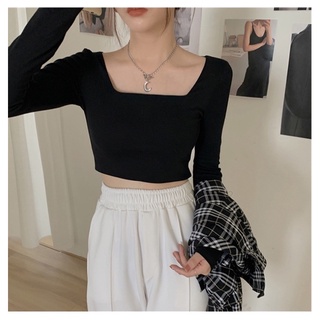 Áo croptop dài tay cổ vuông