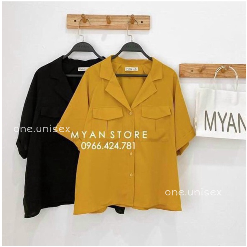 Áo sơ mi nữ cổ vest dáng xuông chất đũi lụa