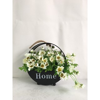 Giỏ thiếc cắm hoa treo tường BH028- Hoa giả