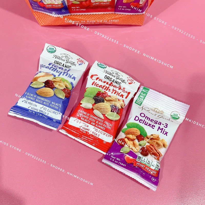 [Date 28/11/2021]Hạt tổng hợp & trái cây sấy khô Healthy Trail Mix – Organic Trail Mix Snack Packs 34g