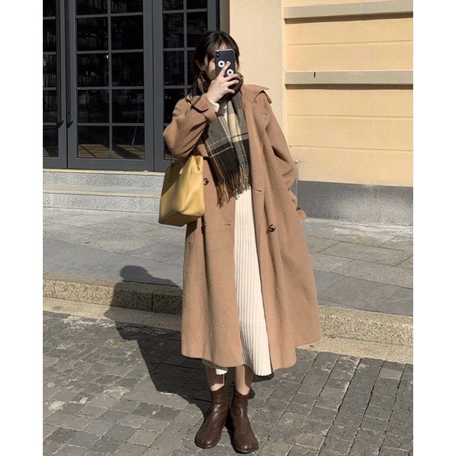 Áo mangto dạ dáng dài chất da len siêu dày dặn ( hàng chuẩn ảnh ) | BigBuy360 - bigbuy360.vn