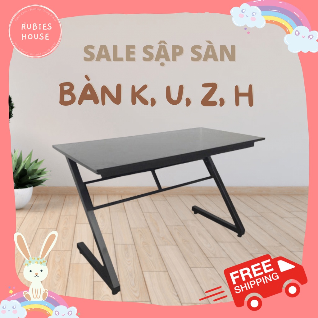 Bàn chân sắt chữ Z, U,K,H dài 120cm*60cm, có kệ sách Rubies House