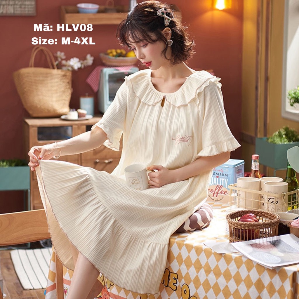 HLV08 Váy ngủ dáng suông cổ bèo | BigBuy360 - bigbuy360.vn