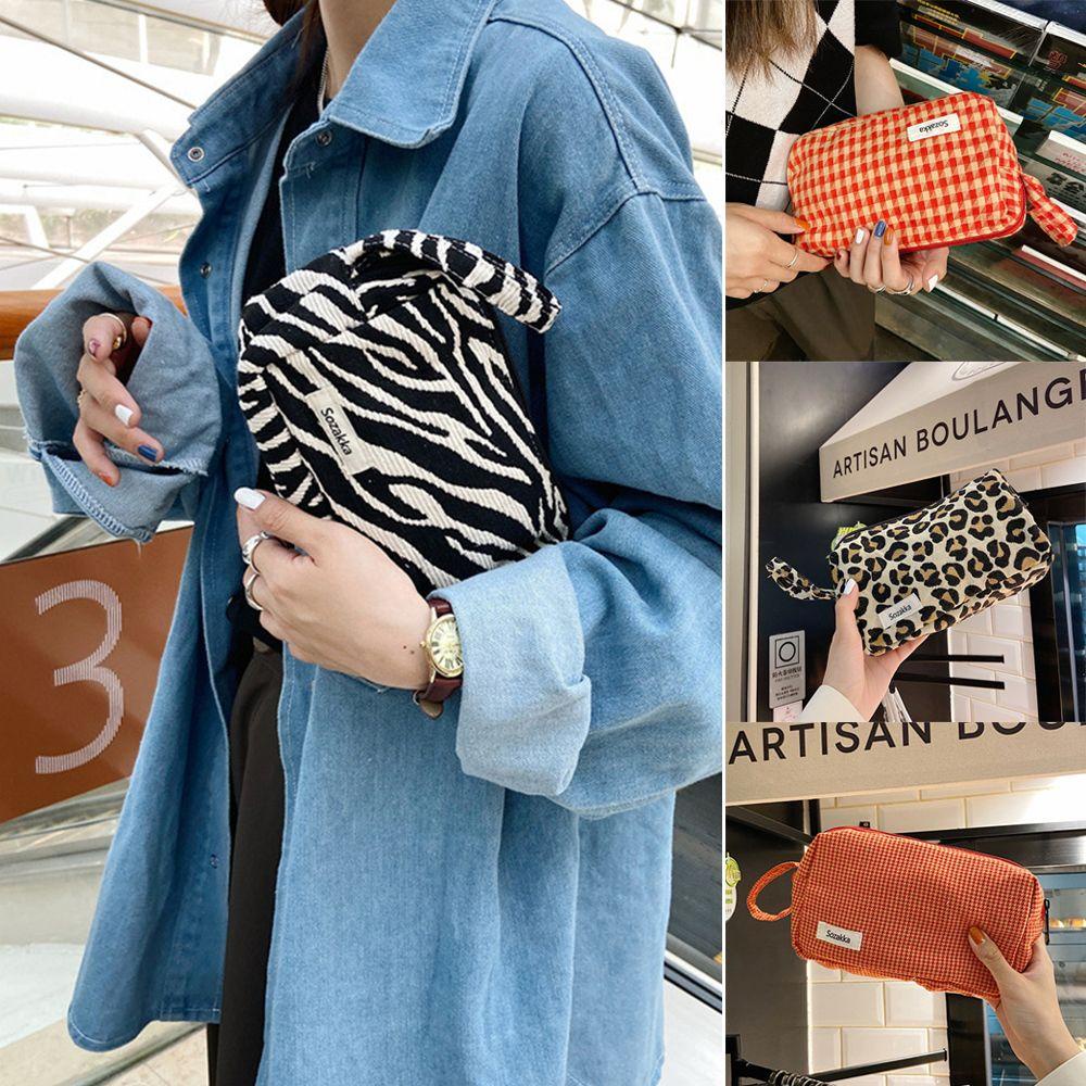 ROSE Túi Đựng Mỹ Phẩm Bằng Vải Canvas Có Khóa Kéo Đơn Giản Dành Cho Nữ