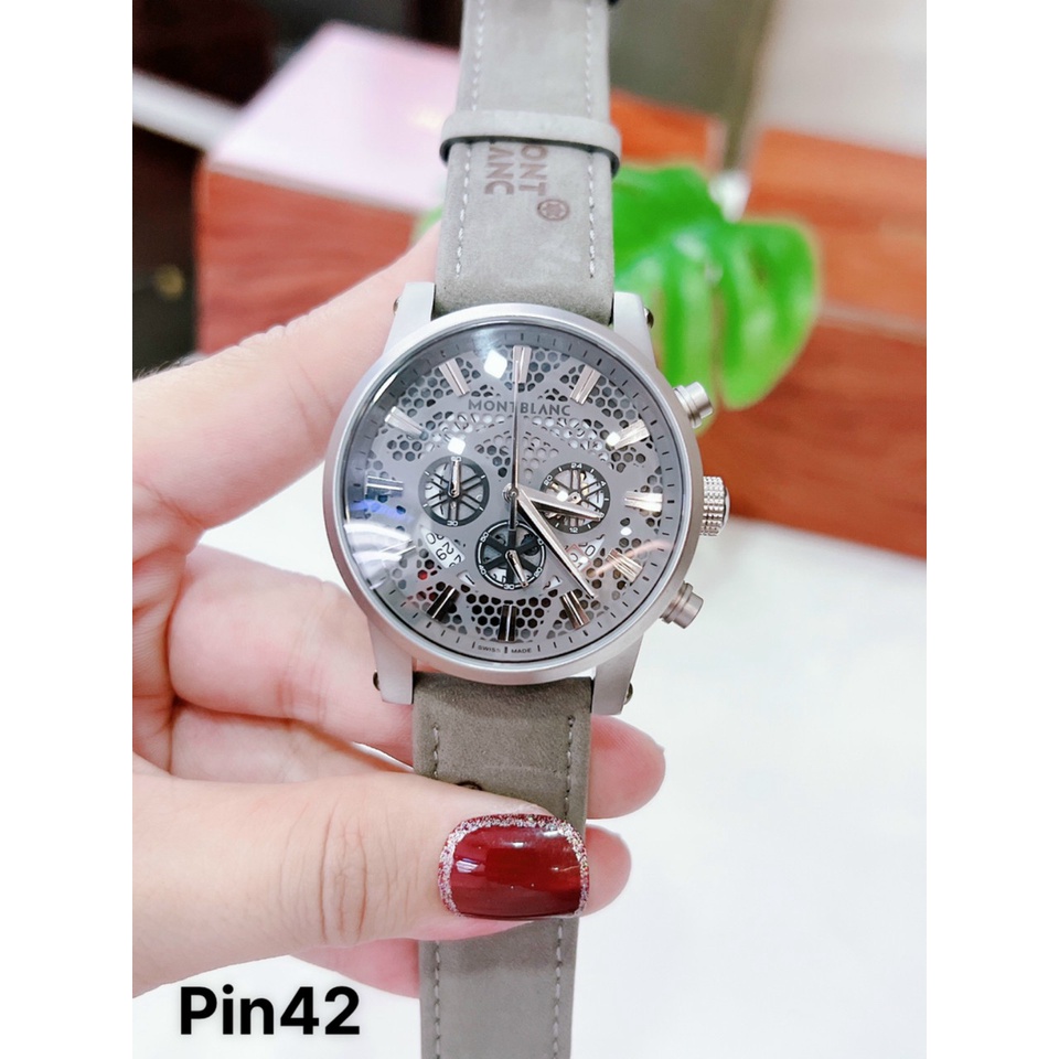 ĐỒNG HỒ NAM MONTBLANC CHRONOGRAPH MẶT LỘ MÁY , DÂY DA VÂN , SIZE 42MM