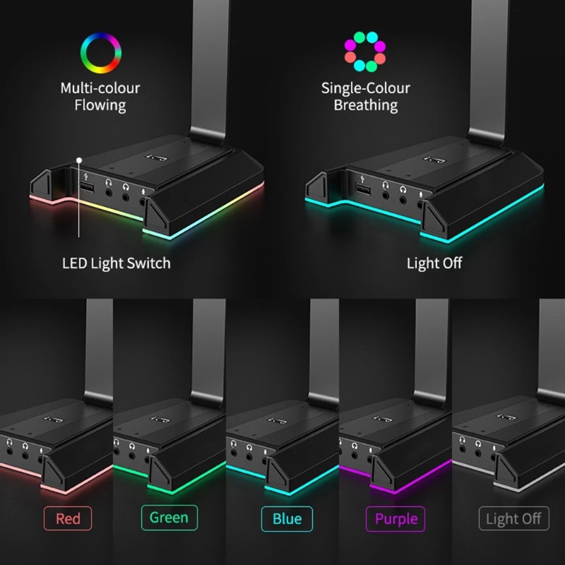 Giá Đỡ Tai Nghe Để Bàn Màu Đen Trơn Tiết Kiệm Không Gian