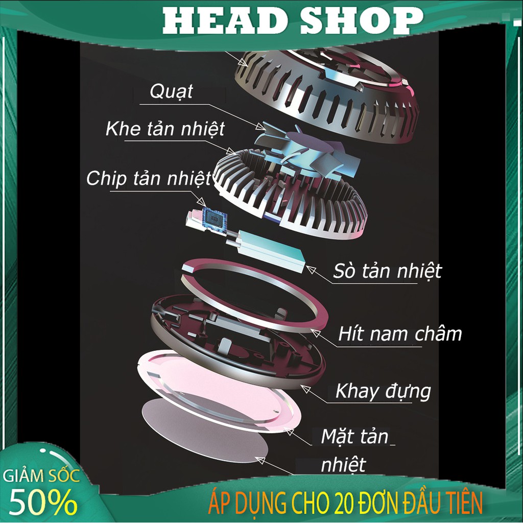 Quạt tản nhiệt gaming nam châm cho điện thoại máy tính bảng X6 tản nhiệt sò lạnh siêu mát HEAD SHOP