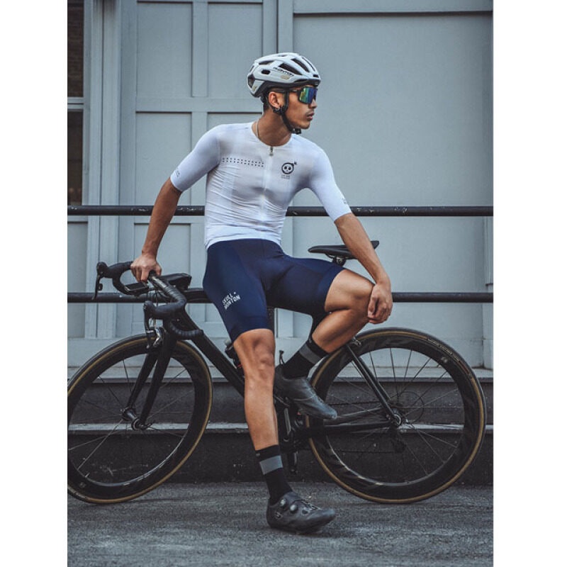 MONTON MEN BIB SHORTS CYCLING SKULL BLUE / RED